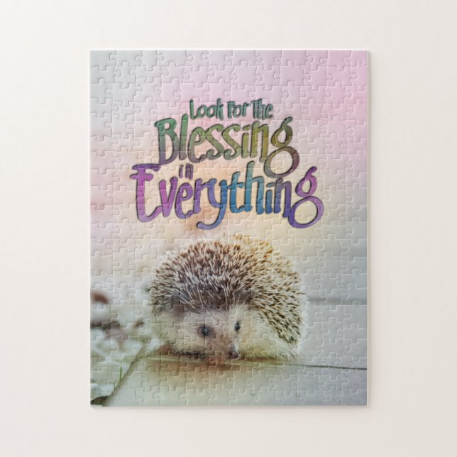 Look For The Blessing Hedgehog Motivational Quote Jigsaw Puzzle (Vertical)