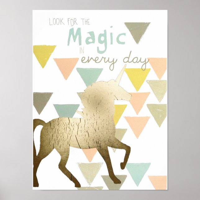 Look for the Magic Everyday Gold Unicorn Poster (Front)
