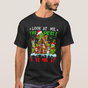 Look Funny Joke I m Pickle Xmas Three Santa Reinde T-Shirt