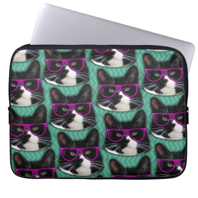 Look Glasses Tuxedo Cat Laptop Sleeve (Front)