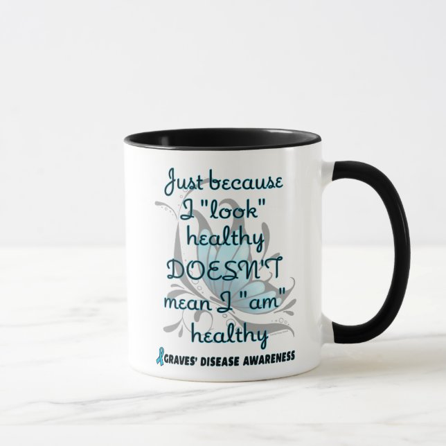 "Look" healthy/Butterfly...Graves' Mug (Right)