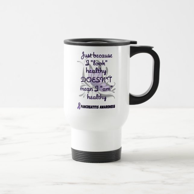 "Look" healthy/Butterfly...Pancreatitis Travel Mug (Right)