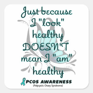 "Look" Healthy/Butterfly...PCOS Square Sticker