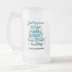 "Look" healthy/Butterfly...POTS Frosted Glass Beer Mug