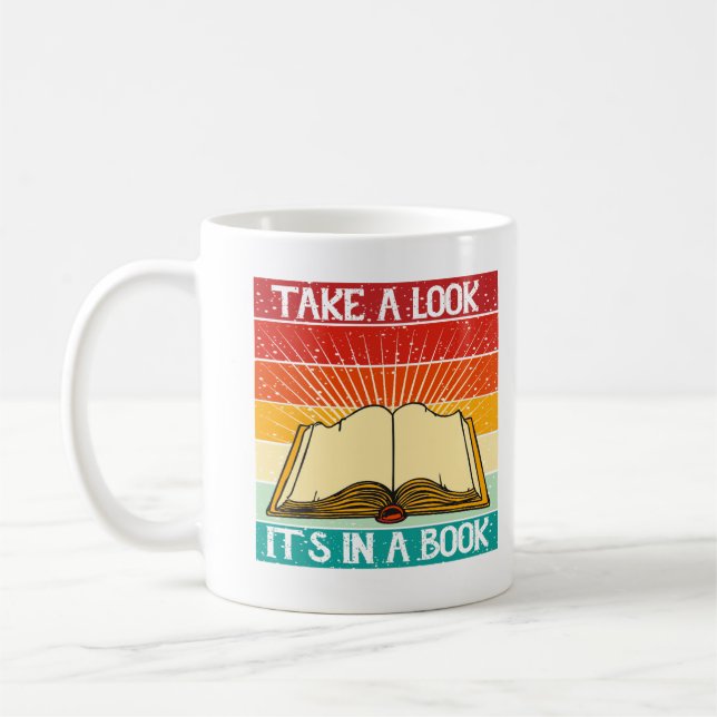 Look in, it's in a book, retro coffee mug (Left)