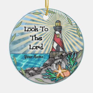 Look Lighthouse Christian Ceramic Tree Decoration