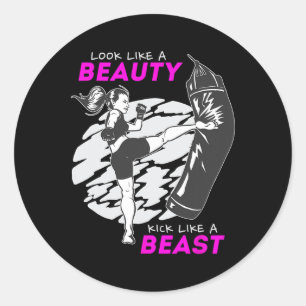 Look Like A Beauty Kick Like A Beast - Kickboxing Classic Round Sticker