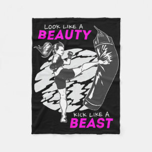 Look Like A Beauty Kick Like A Beast - Kickboxing Fleece Blanket