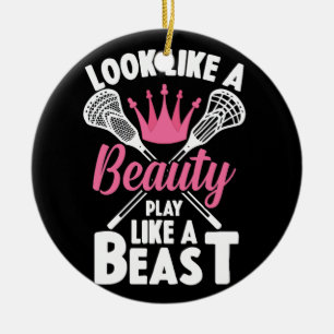 Look Like A Beauty Play Like Beast Girls Lacrosse Ceramic Tree Decoration