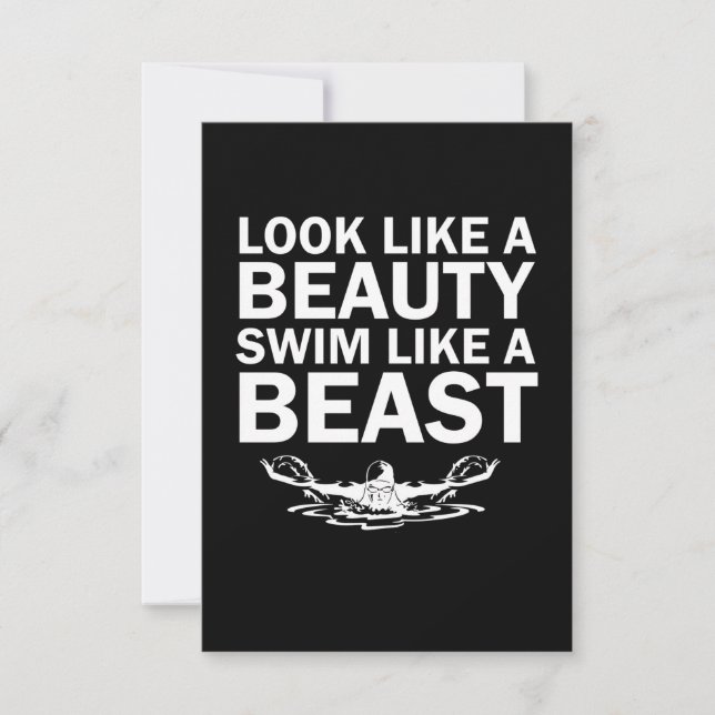 Look Like A Beauty Swim Like A Beast RSVP Card (Front)