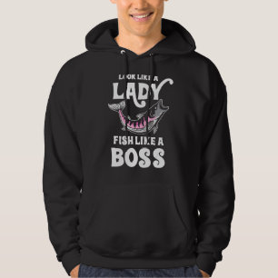 Look Like A Lady Fish Like A Boss Funny Fishing Hoodie