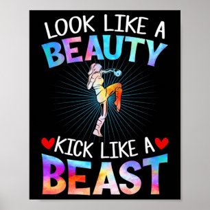 Look Like Beauty Kick Like Beast Tee Women Kickbox Poster