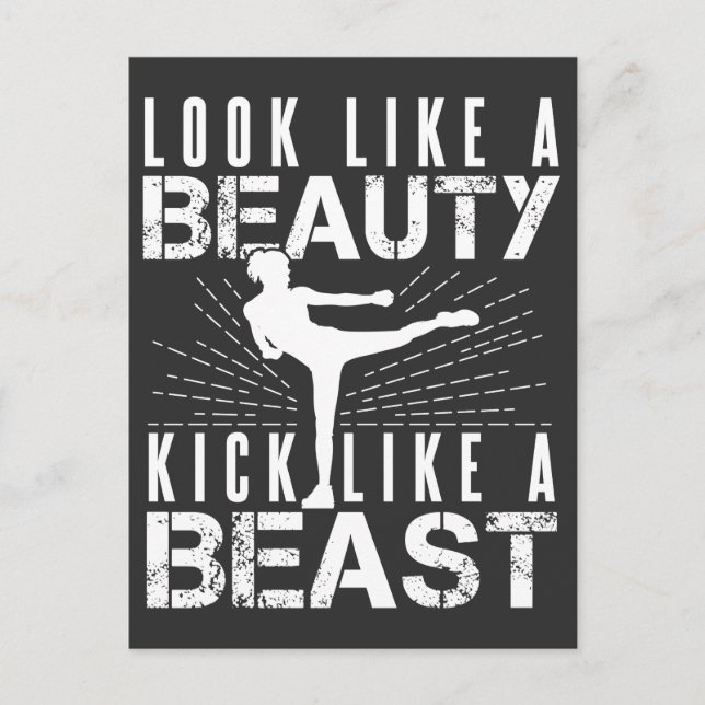 Look Like Beauty Kick Like Beast Women Kickboxing Postcard (Front)