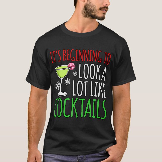  Look Like Cocktails Merry Christmas Santa Gnomes T-Shirt (Front)