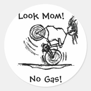 Look Mum! No Gas! Classic Round Sticker