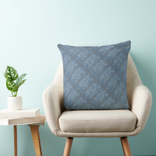 Look of Blue Denim w/faux Gold Stripes Cushion