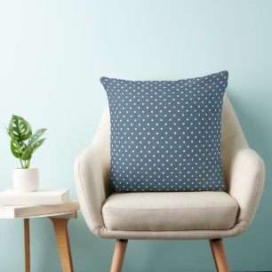 Look of Blue Jean Denim White Polka Dots Cushion