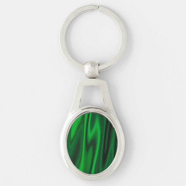 Look of Smooth 0f Emerald Green Satin Fabric Key Ring (Front)