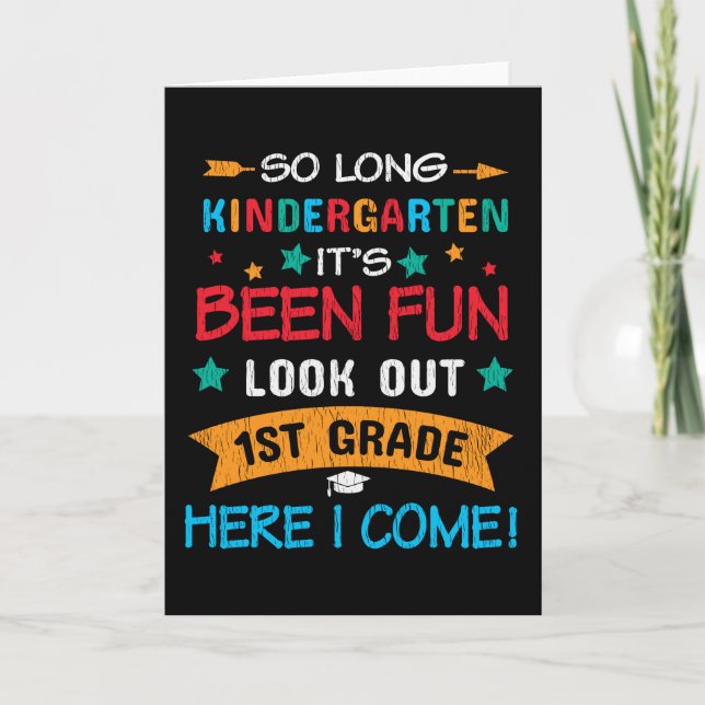 Look Out 1st Grade Here I Come Kids Back To School Card (Front)