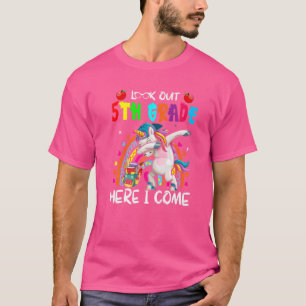 Look Out 5th Grade I Come Dabbing Unicorn Rainbow T-Shirt