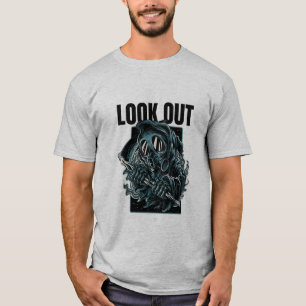 “Look Out” Dark Gas Mask Graphic T-Shirt