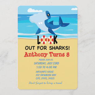 Look Out For Sharks...Beach Birthday Invitation