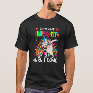 Look Out Kindergarten  I Come Dabbing Unicorn Rain T-Shirt