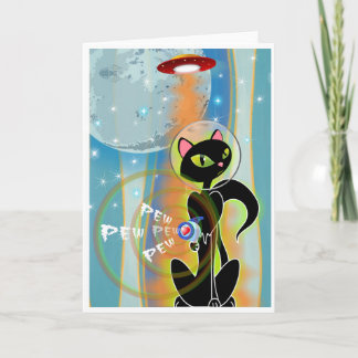 LOOK OUT! KITTEN GOTTA RAYGUN CARD