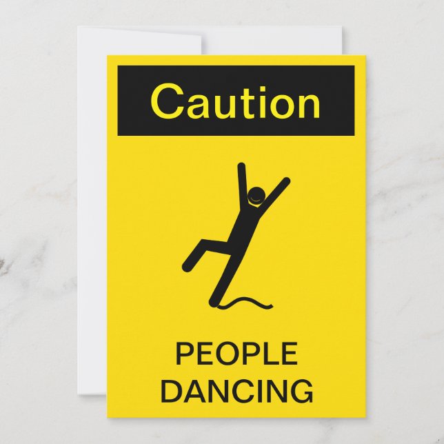 "Look Out! People Dancing" Caution Sign Parody Card (Front)