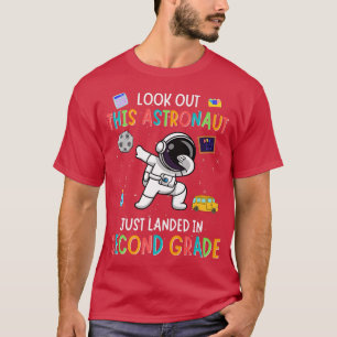 Look Out Second Grade Dabbing Astronaut Kids Back T-Shirt