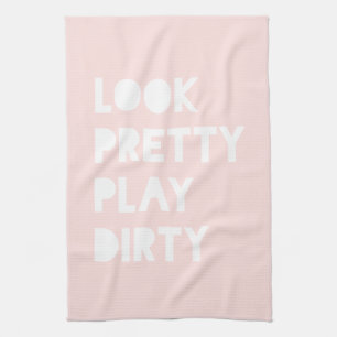 Look Pretty Funny Slogan Blush Pink Tea Towel