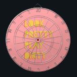 Look Pretty Play Dirty Quote Pink Dartboard<br><div class="desc">"Look Pretty Play Dirty!" Sassy motivational quote,  in a cool pink and yellow design,  perfect for your studio,  office,  gym or home. Ladies,  keep motivated to achieve your dream life and WIN THAT GAME!</div>