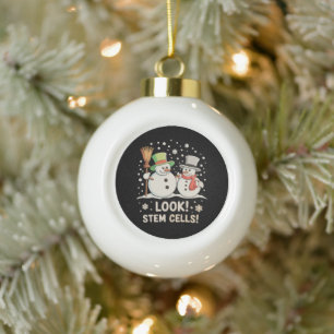 Look Stem Cells Snowman Christmas Science Biology Ceramic Ball Christmas Ornament
