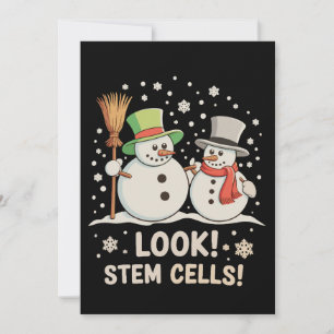 Look Stem Cells Snowman Christmas Science Biology Holiday Card