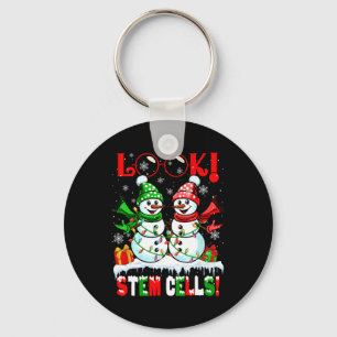 Look! Stem Cells Xmas Snow Couple Snowmen Science Key Ring