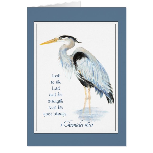 Look to the Lord Bible Inspirational Quote Heron (Front)