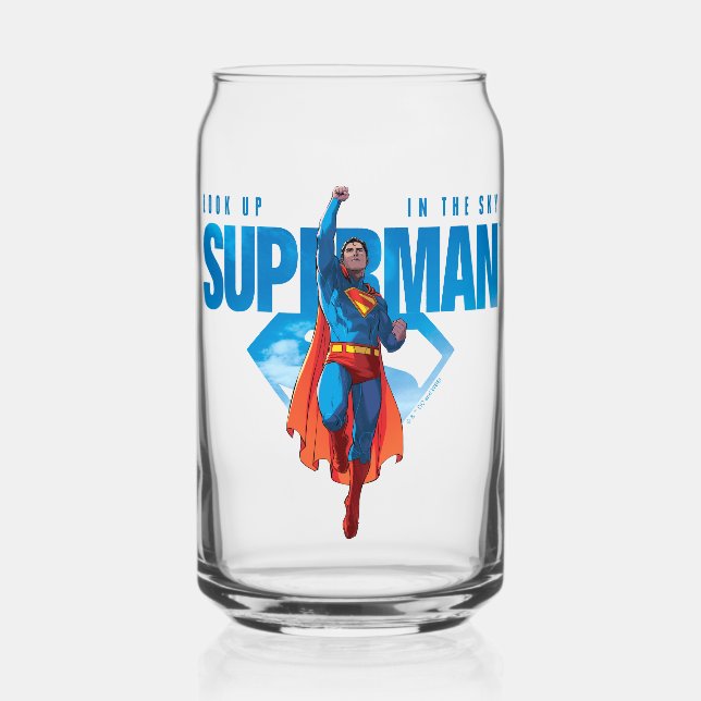 Look Up It’s Superman Can Glass (Front)
