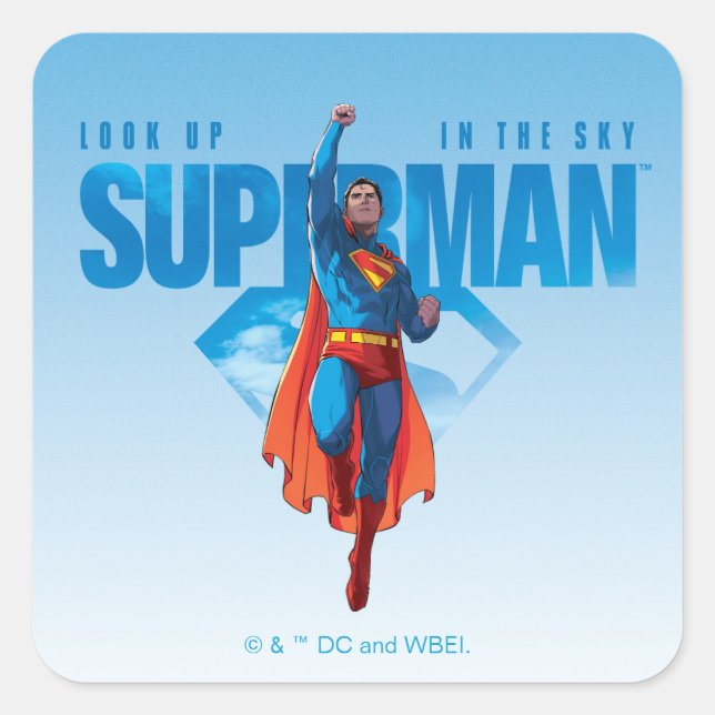 Look Up It’s Superman Square Sticker (Front)