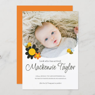 Look Who is Here New Baby Bee themed Announcement