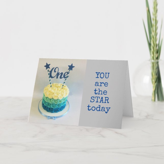 "LOOK WHO IS TURNING 1" BIRTHDAY WISH CARD (Front)