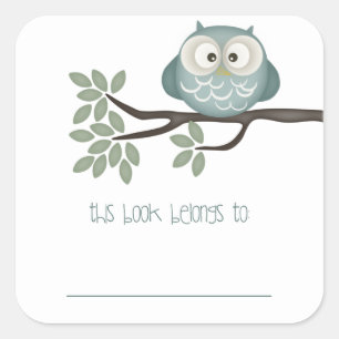 Look Whooo's Having A Baby {Teal}   Bookplates Square Sticker