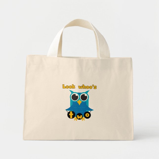 Look Whoo's 2 Birthday Tshirts and Gifts Mini Tote Bag (Front)