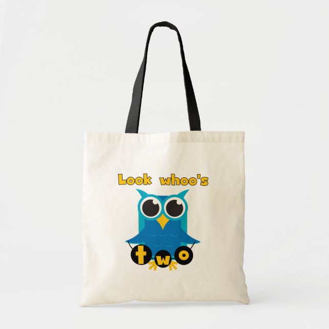 Look Whoo's 2 Birthday Tshirts and Gifts Tote Bag (Front)