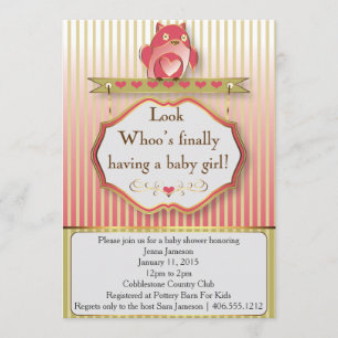 Look Whoo's Finally Having A Baby Girl! Invitation