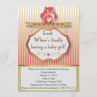 Look Whoo's Finally Having A Baby Girl! Invitation