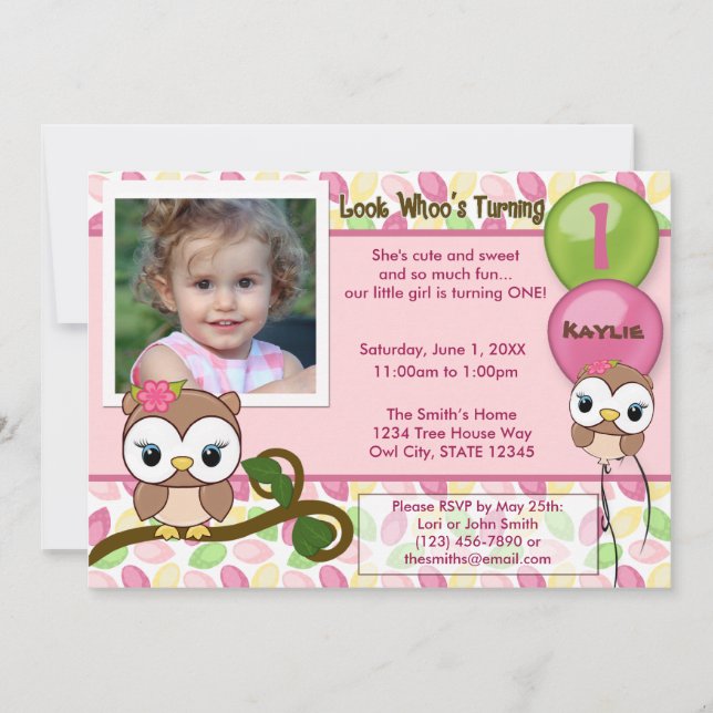 Look Whoo's Turning OWL birthday invitation(photo) Invitation (Front)