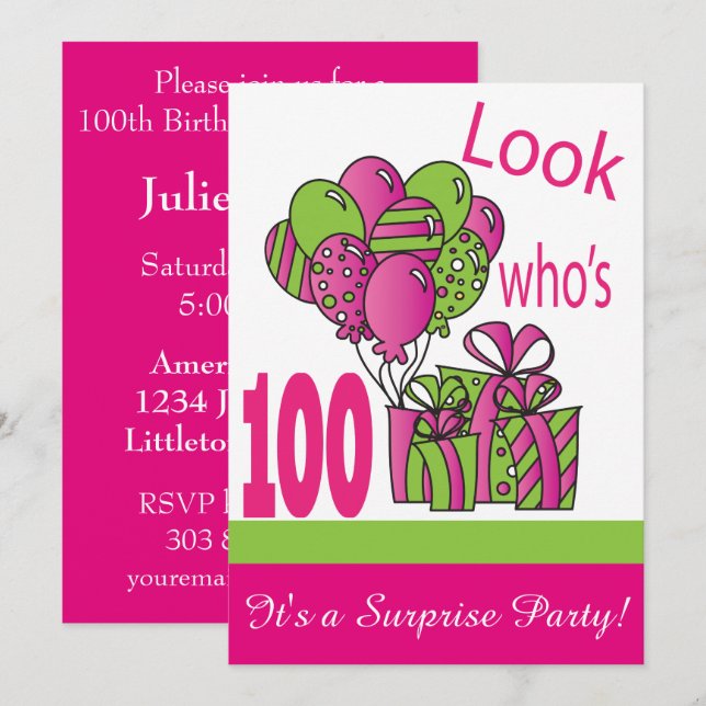 Look Who's 100 | 100th Birthday Invitation (Front/Back)