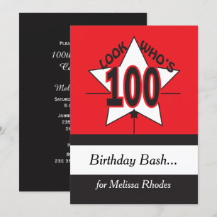 Look Who's 100 Birthday   100th Inivitation Invitation