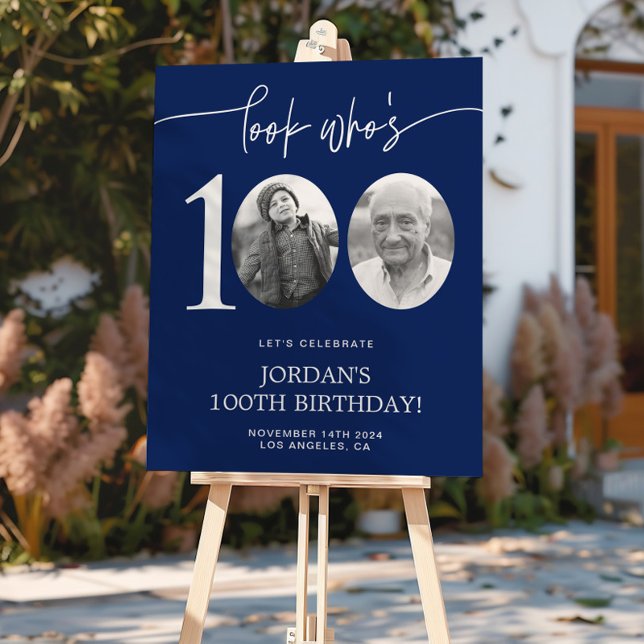 Look Who's 100 | Blue 100th Birthday Poster (Creator Uploaded)