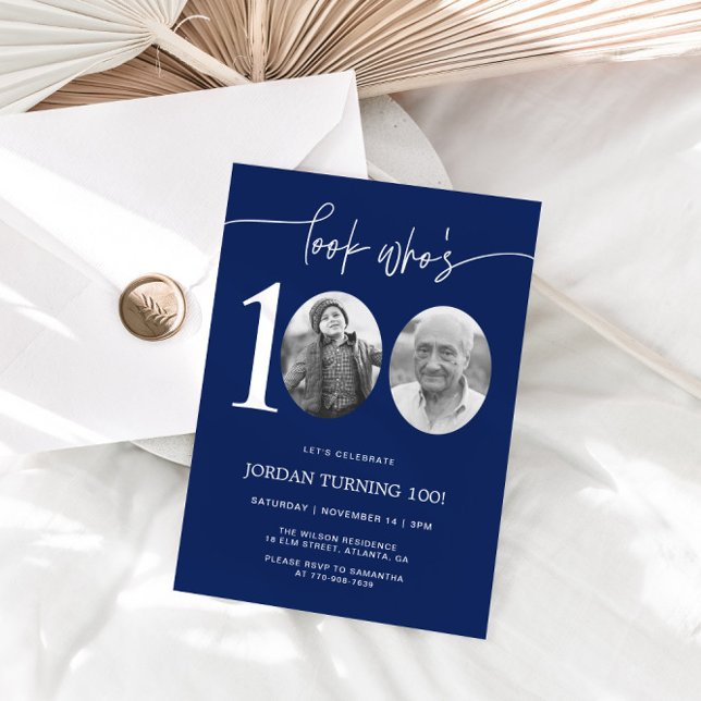 Look Who's 100 | Navy 100th Birthday Invite (Creator Uploaded)